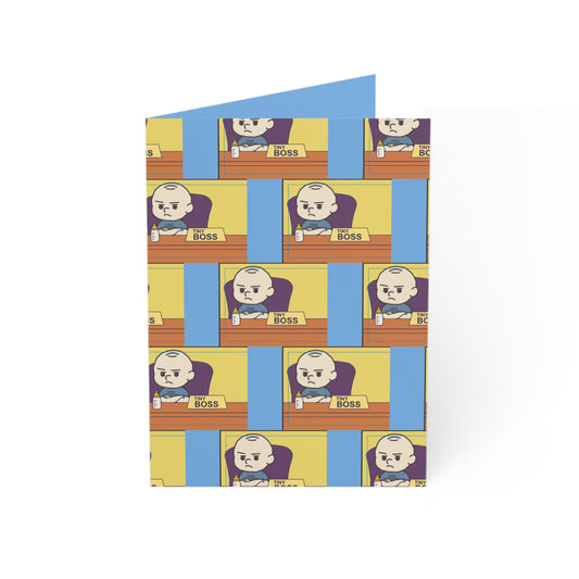 Boss Pattern Greeting Cards — Funny Cartoon Office Boss Folded Cards (1/10/30/50 pcs)