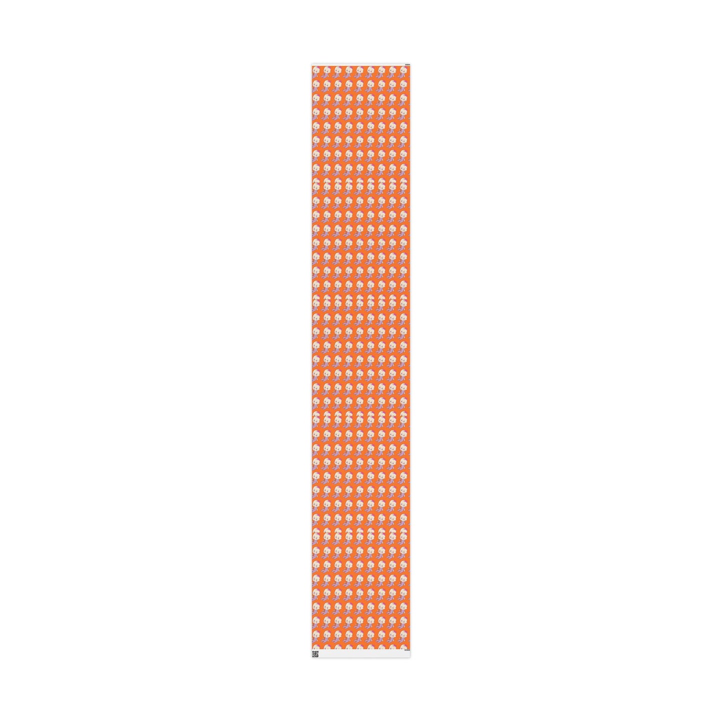 Wrapping Paper — Cute Retro Ghost Pattern on Bright Orange (Halloween Gift Wrap)