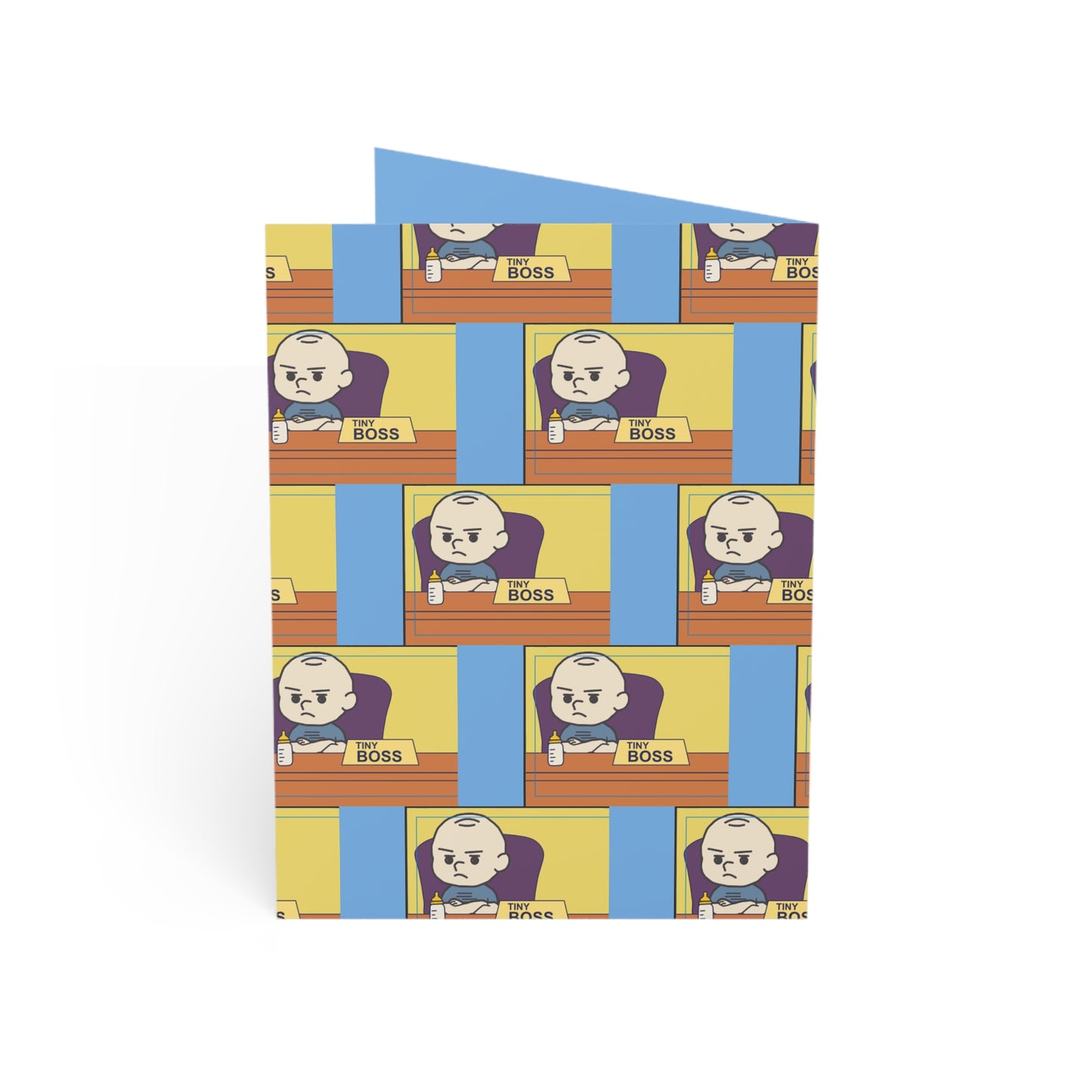 Boss Pattern Greeting Cards — Funny Cartoon Office Boss Folded Cards (1/10/30/50 pcs)