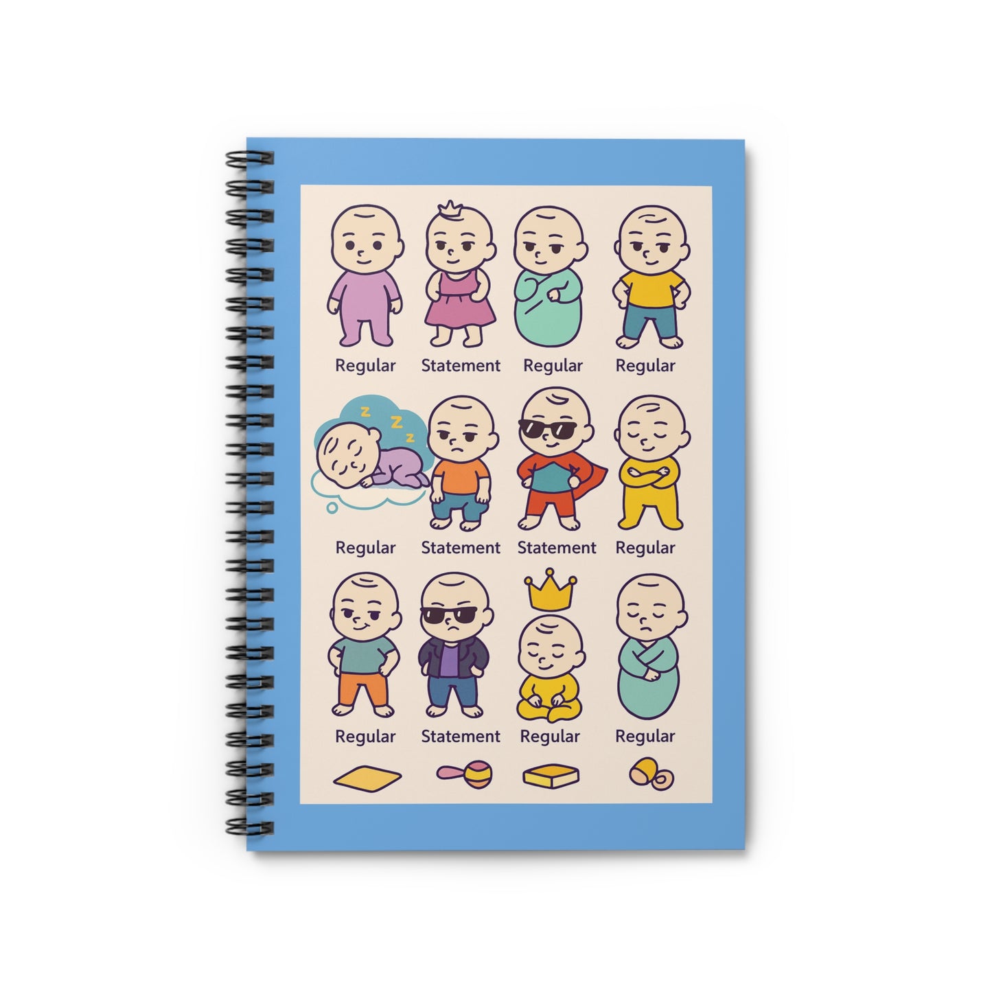 Cute Character Spiral Notebook, Funny Journal, Gift for Students, School Supplies, Creative Writing, Office Notepad