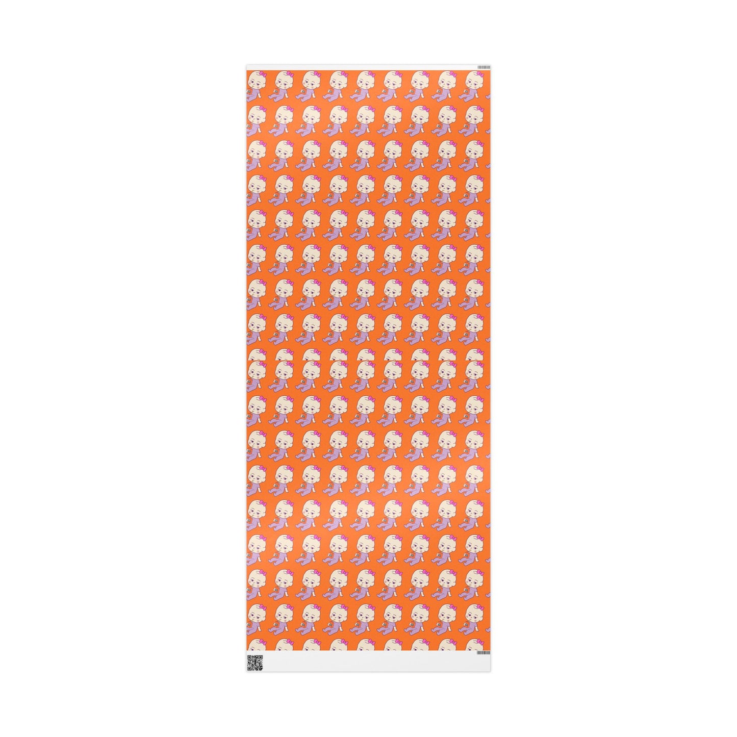 Wrapping Paper — Cute Retro Ghost Pattern on Bright Orange (Halloween Gift Wrap)