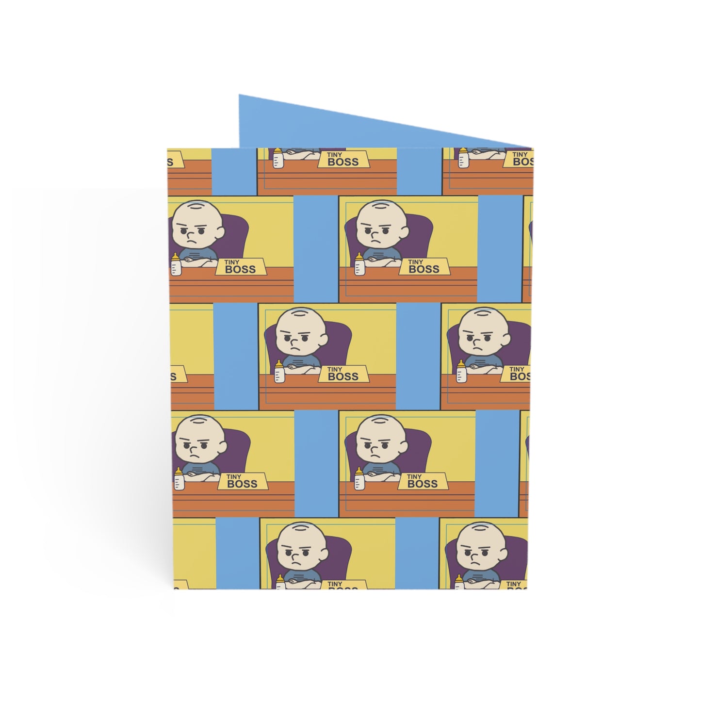 Boss Pattern Greeting Cards — Funny Cartoon Office Boss Folded Cards (1/10/30/50 pcs)