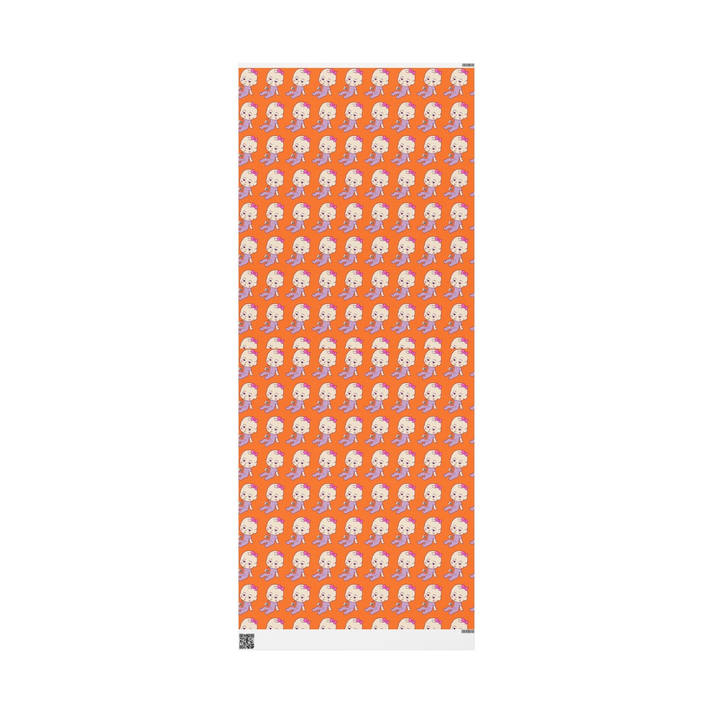 Wrapping Paper — Cute Retro Ghost Pattern on Bright Orange (Halloween Gift Wrap)