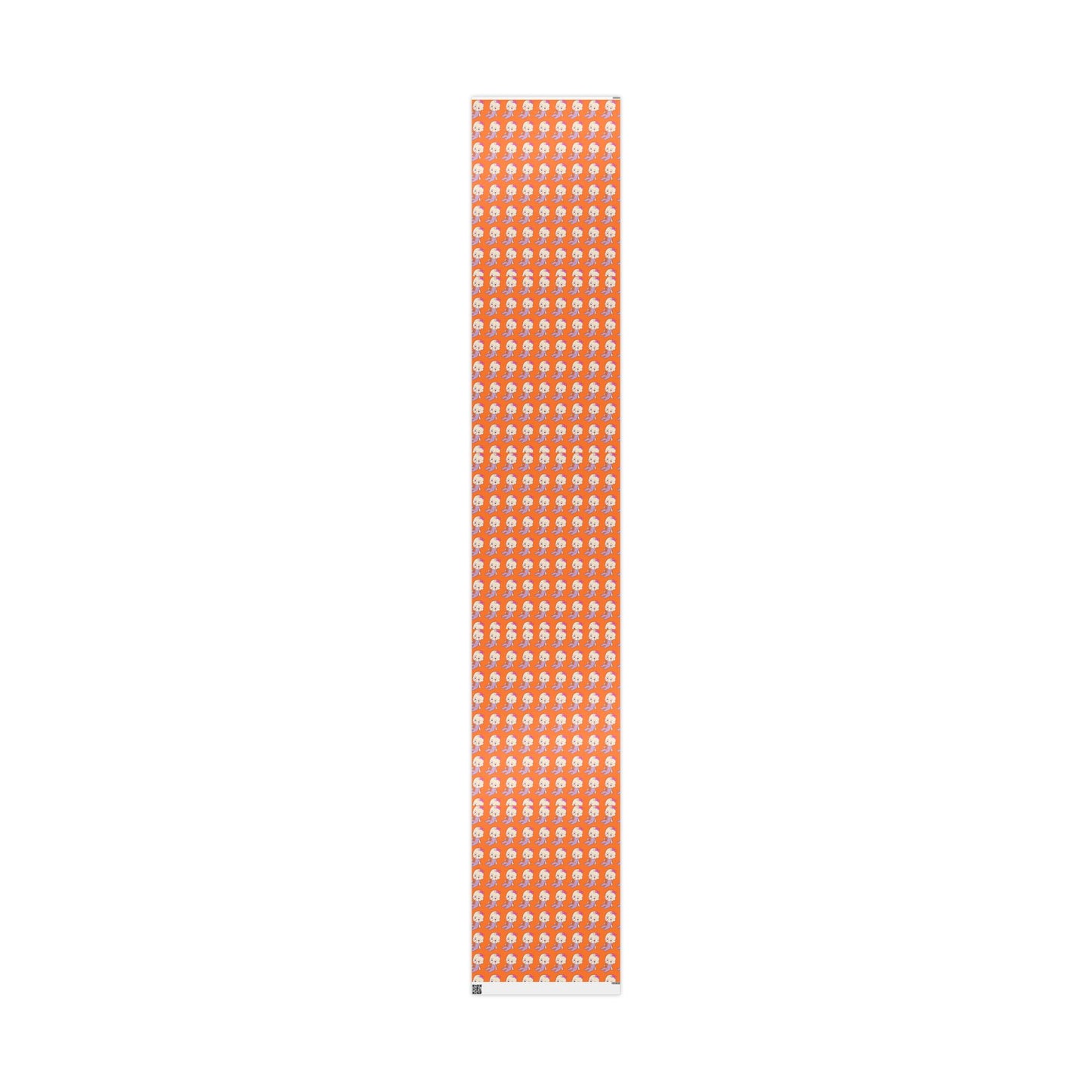 Wrapping Paper — Cute Retro Ghost Pattern on Bright Orange (Halloween Gift Wrap)