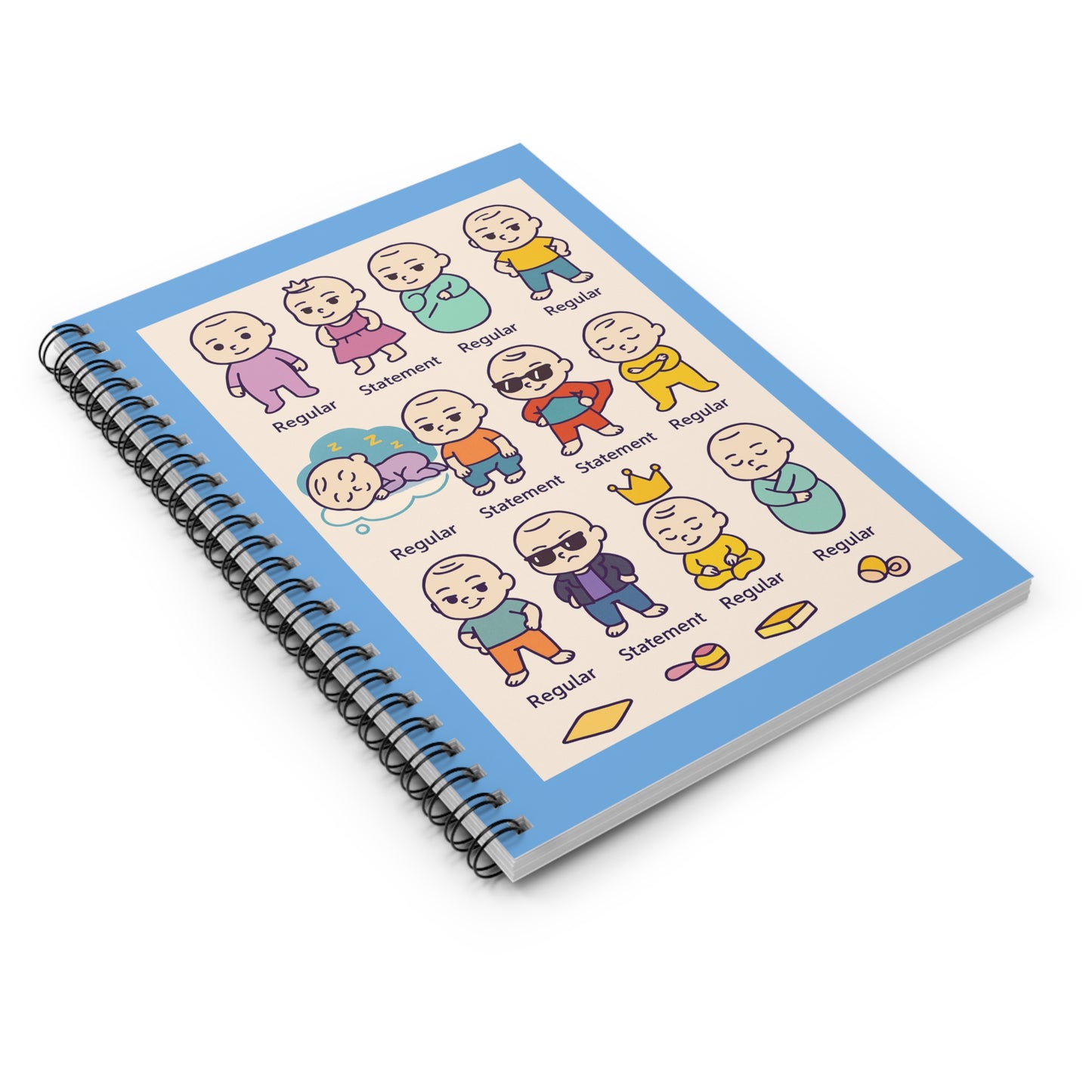 Cute Character Spiral Notebook, Funny Journal, Gift for Students, School Supplies, Creative Writing, Office Notepad