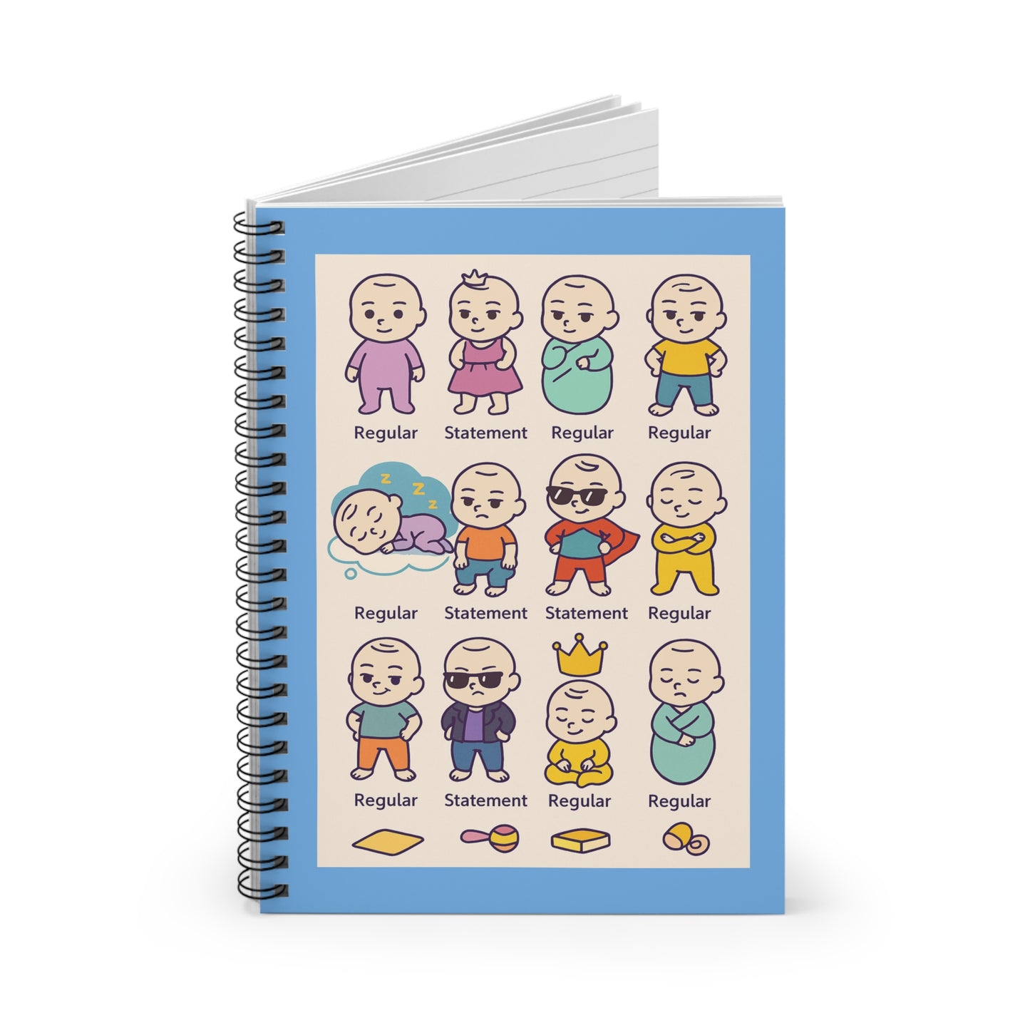 Cute Character Spiral Notebook, Funny Journal, Gift for Students, School Supplies, Creative Writing, Office Notepad